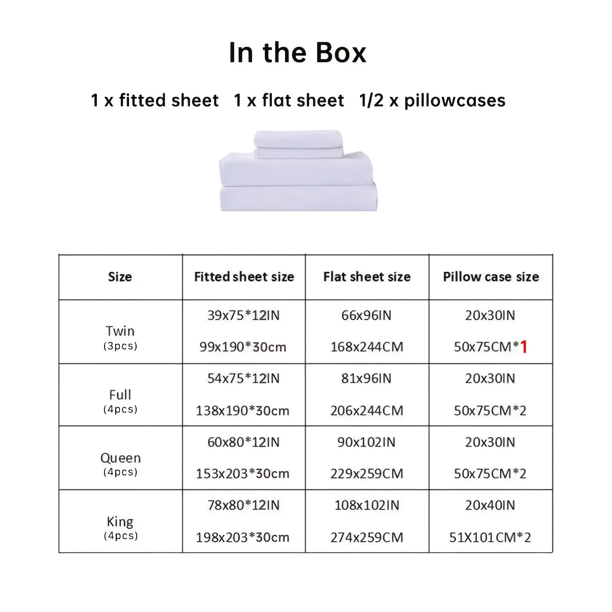 3/4-Piece Solid Bedding Set – Waterproof Fitted Sheet, Flat Sheet & Pillowcases