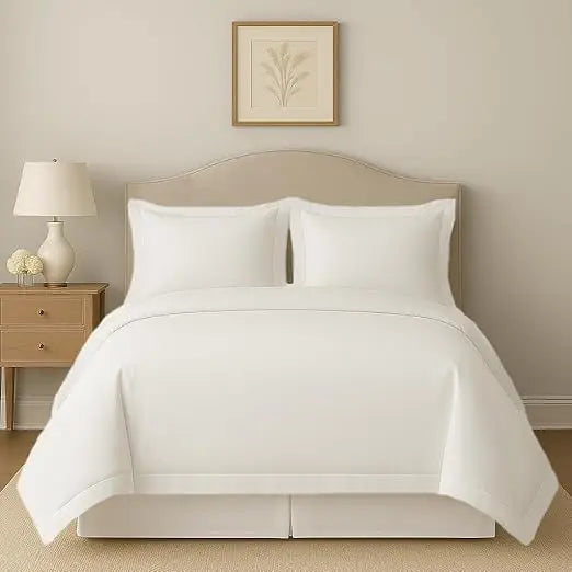 Egyptian Cotton Super King Duvet Cover Set – White, 120x120, Zippered with 7 Corner Ties