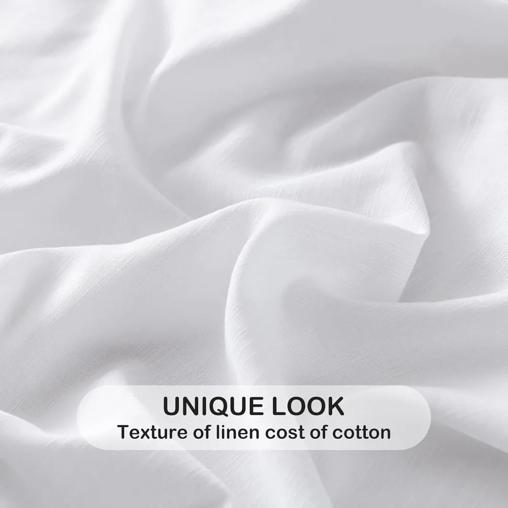 Bamboo Viscose, Cotton & Linen Blend Queen Sheet Set – Soft, Breathable