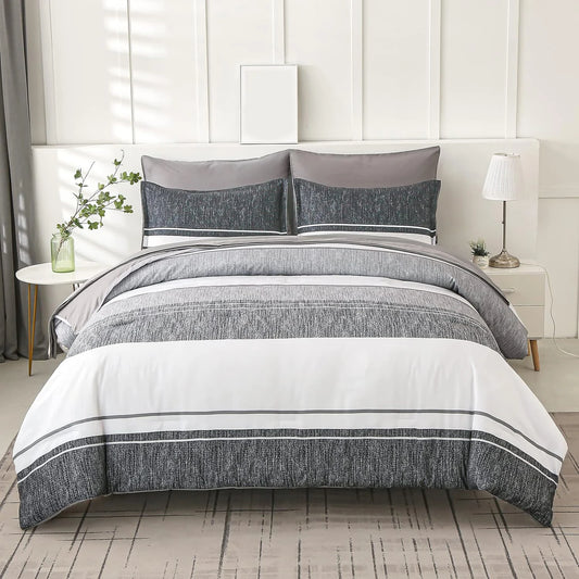 7-Piece Striped Bedding Set – Comforter, Sheets, Pillowcases & Shams