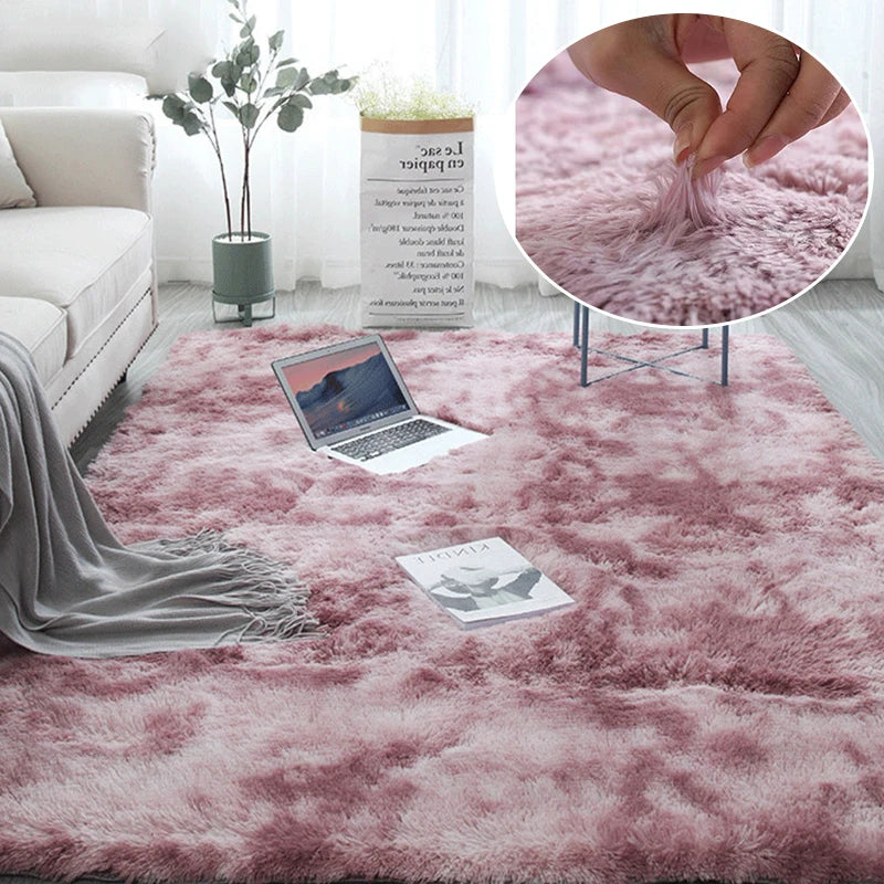 Gray Plush Area Rug – Soft Velvet Carpet with Anti-Slip Backing