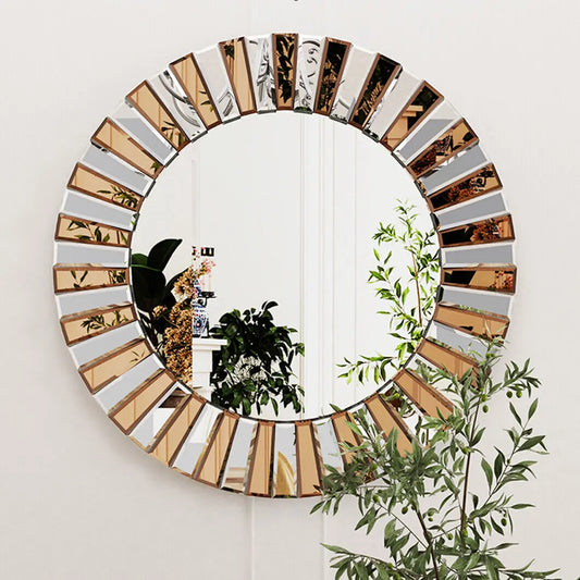 XL Round Wall Accent Mirror – 60cm or 80cm Sunburst Decorative Mirror for Entryway, Hallway, Bathroom, or Living Room