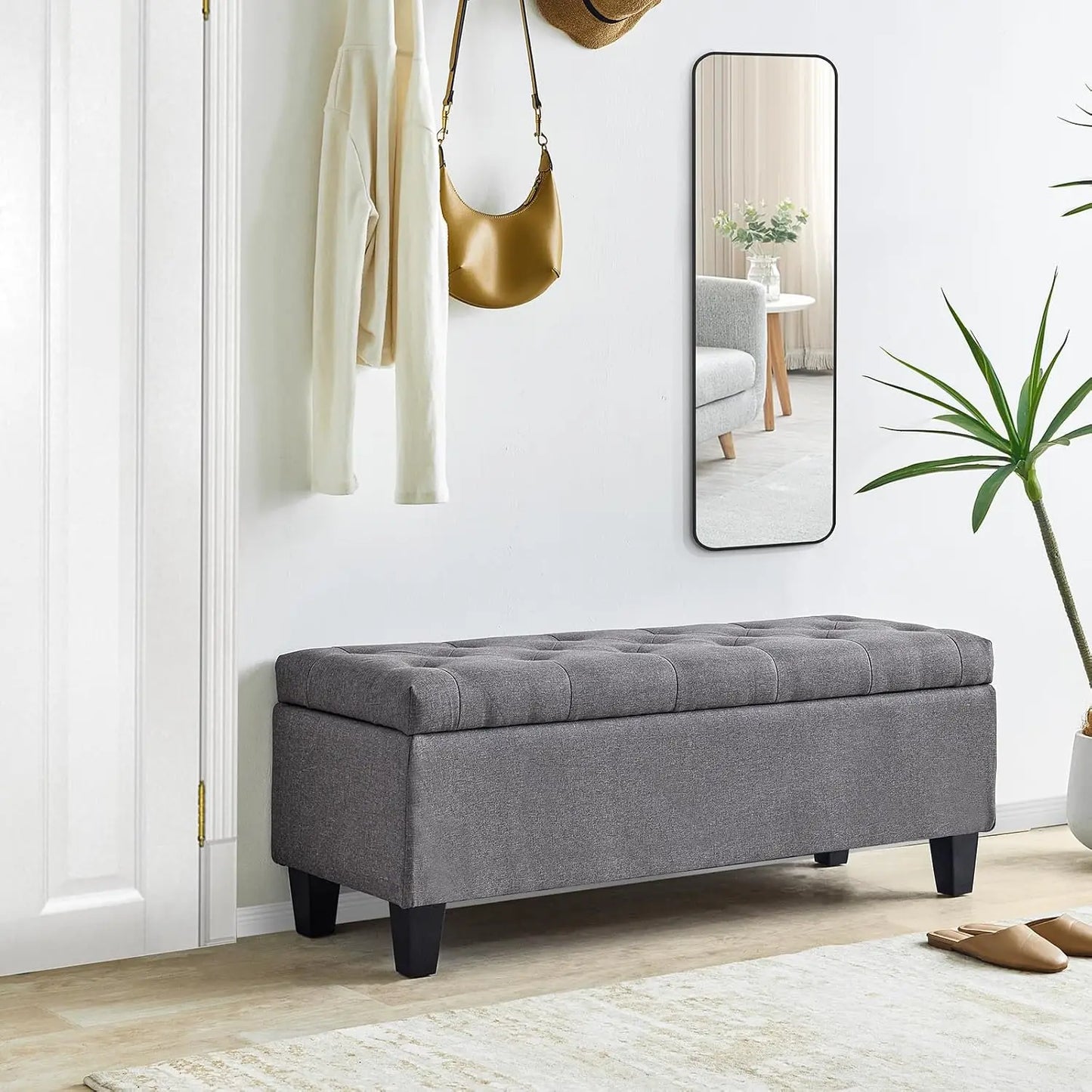 Redlife 42” Tufted Storage Ottoman Bench – Elegant & Functional