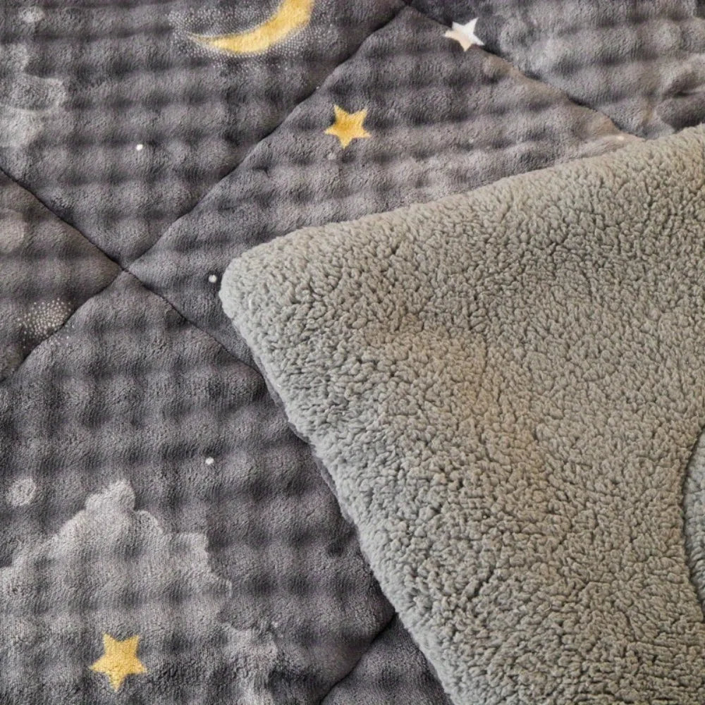 Bohemian Plush Faux Rabbit Fur Quilt Set – 3-Piece All-Season Bedding