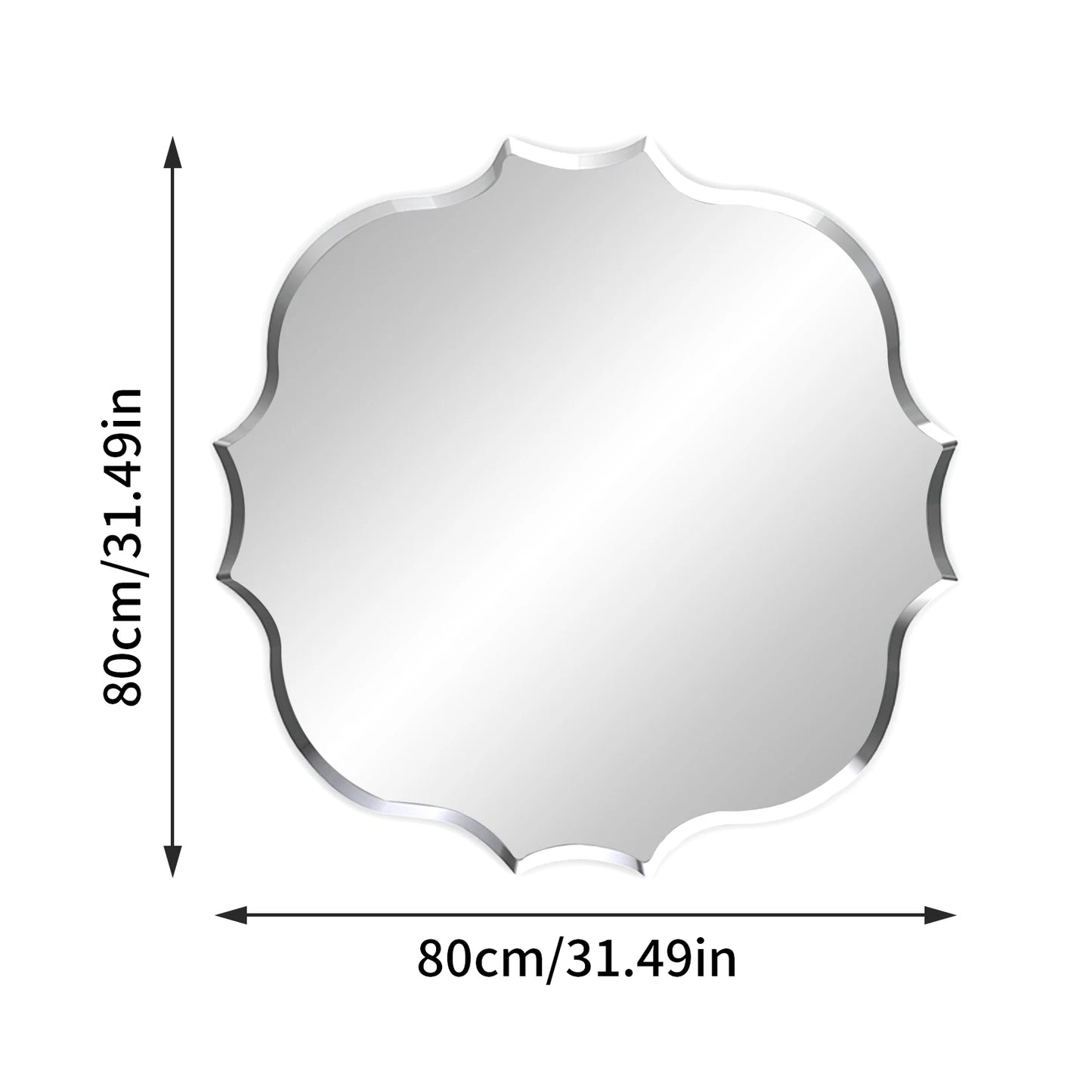 Simplity Beveled Irregular Wall Mirror – Frameless Modern Glass Mirror for Bathroom, Living Room, or Entryway