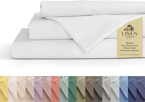 California King 100% Cotton Percale Sheet Set – Crisp, Breathable, and Hotel-Quality Comfort
