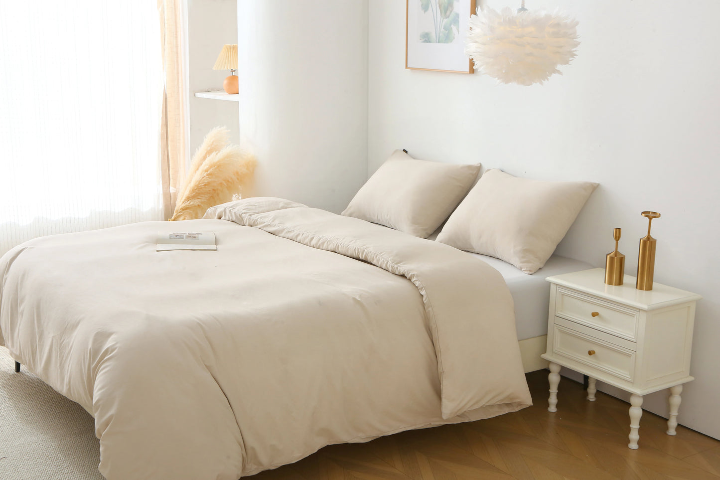 3-Piece Solid Color King Duvet Cover Set