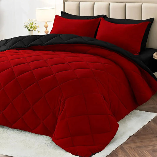 Reversible Comforter Set – Queen/King, All-Season Bedding with Soft Comforter & Pillow Shams