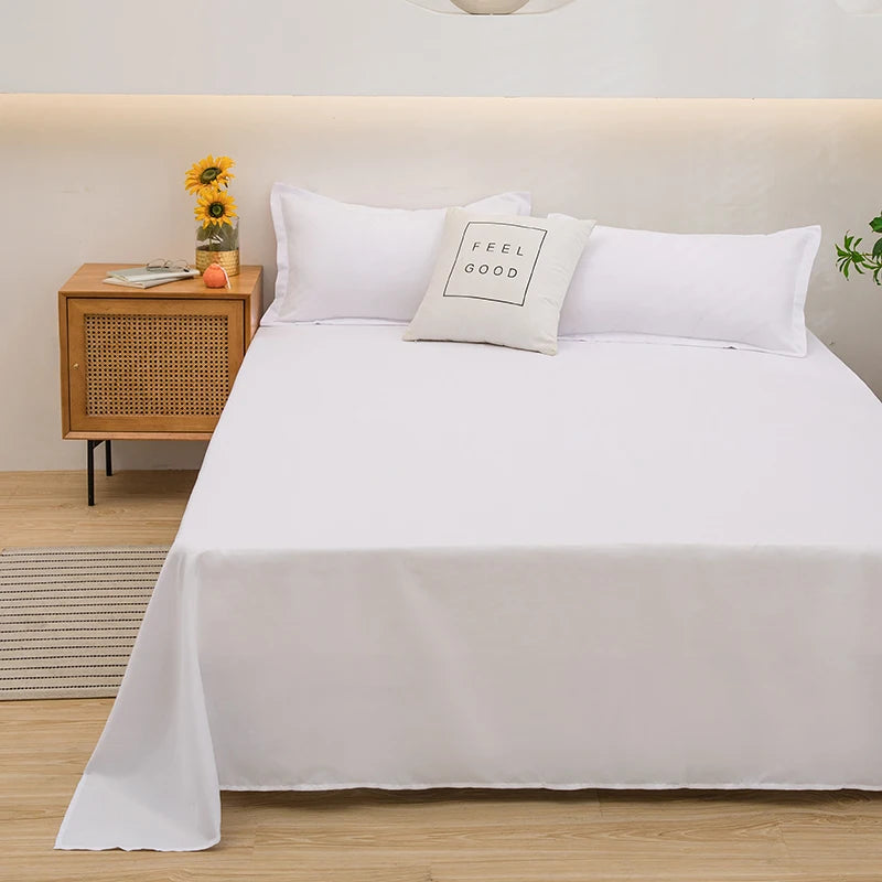 Soft Polyester Flat Bed Sheet | Breathable, Skin-Friendly & Fade-Resistant Bedding