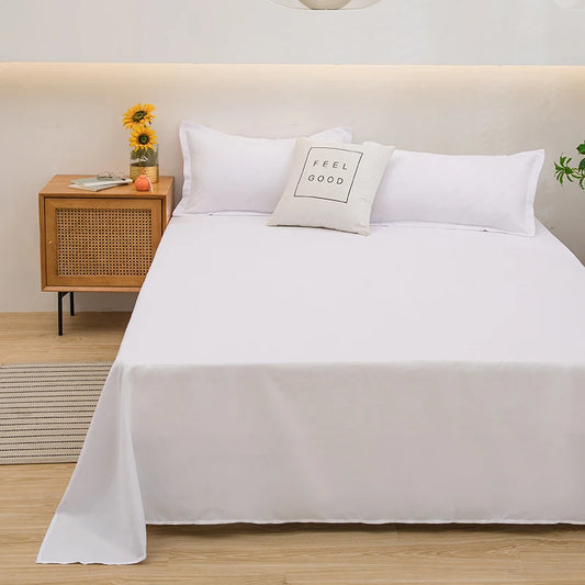 Soft Polyester Flat Bed Sheet | Breathable, Skin-Friendly & Fade-Resistant Bedding