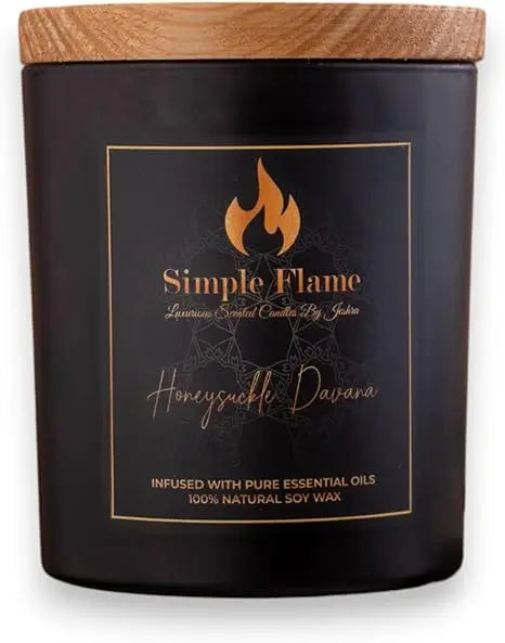 🕯️ Simple Flame Scented Candle – Honeysuckle Davana | 100% Soy Wax | Handcrafted Luxury Candle (350g