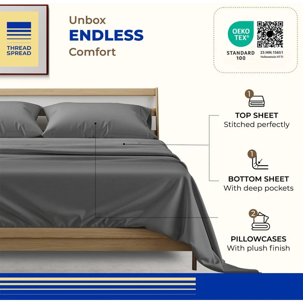 100% Egyptian Cotton Sheet Set – 1000 Thread Count Sateen Luxury Bedding