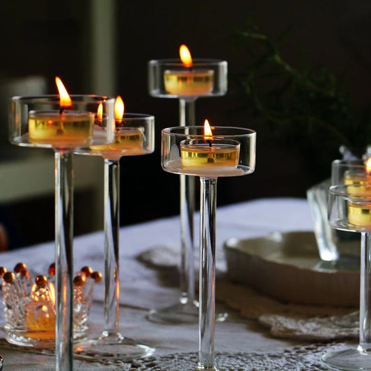 Set of Glass Tealight Candle Holders – Elegant Crystal Decor