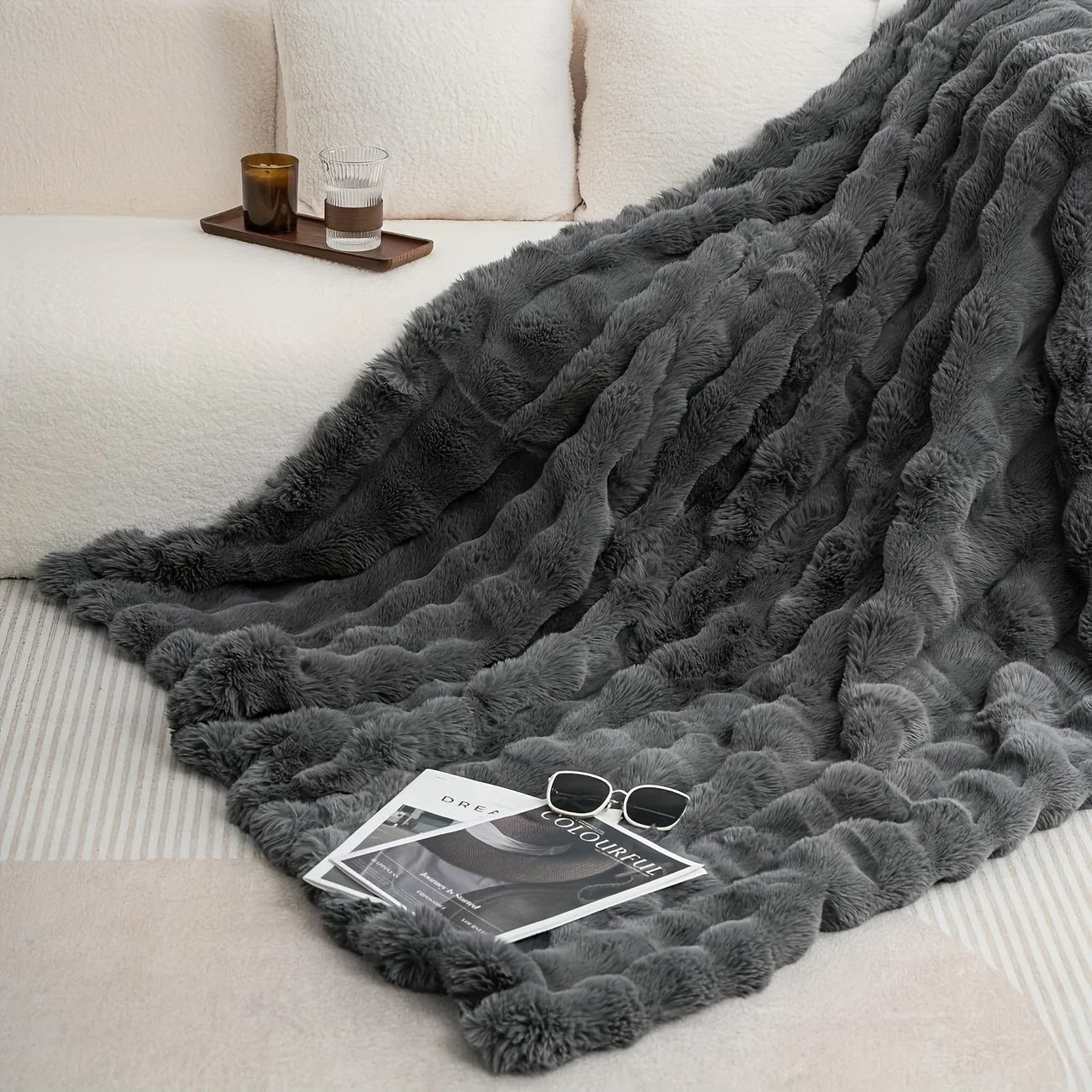 Soft Knit Throw Blanket – Lightweight 100% Polyester Bed & Sofa Blanket