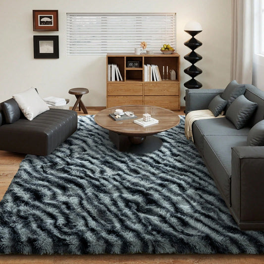 Fluffy Long Shag Zebra Print Rug – Super Soft Plush Area Rug, Washable & Stylish
