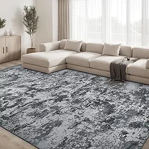 Boho Khaki Washable Area Rug 6x9 – Non-Slip 3D Moroccan Living Room Carpet