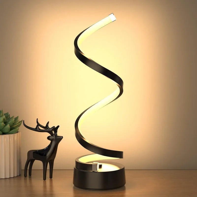 Modern Spiral LED Table Lamp – Dimmable Minimalist Desk & Bedside Light