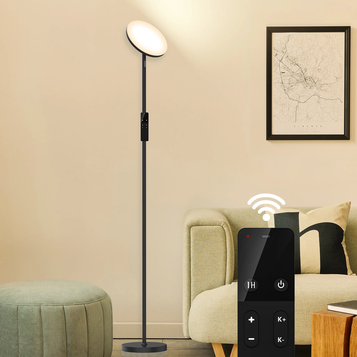70" LED Torchiere Floor Lamp with Remote Control – Modern Adjustable Ambient Lighting