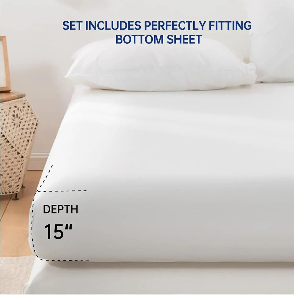 Simple & Opulence 100% Cotton 4-Piece Sheet Set – Deep Pocket, Soft & Breathable Luxury Bedding