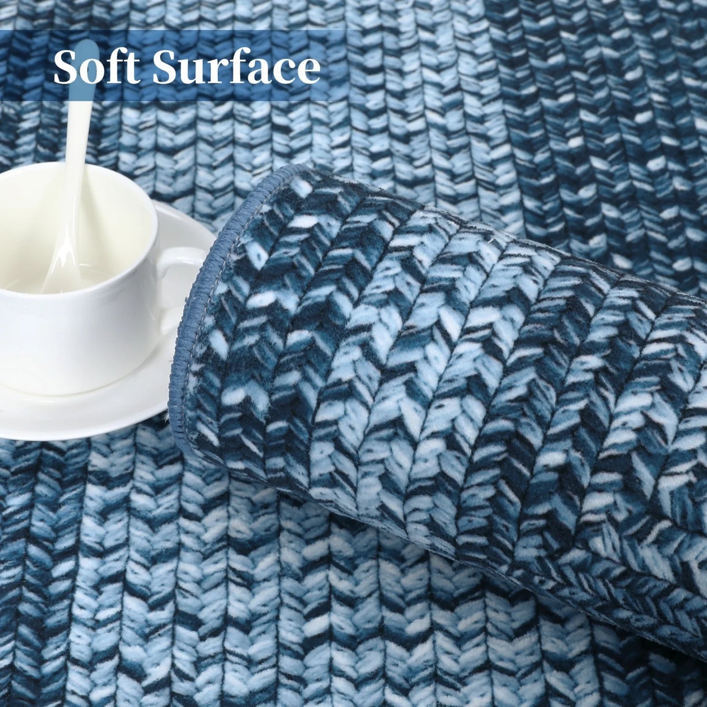 Braided Print Washable Area Rug – Soft Low Pile Non-Slip Carpet