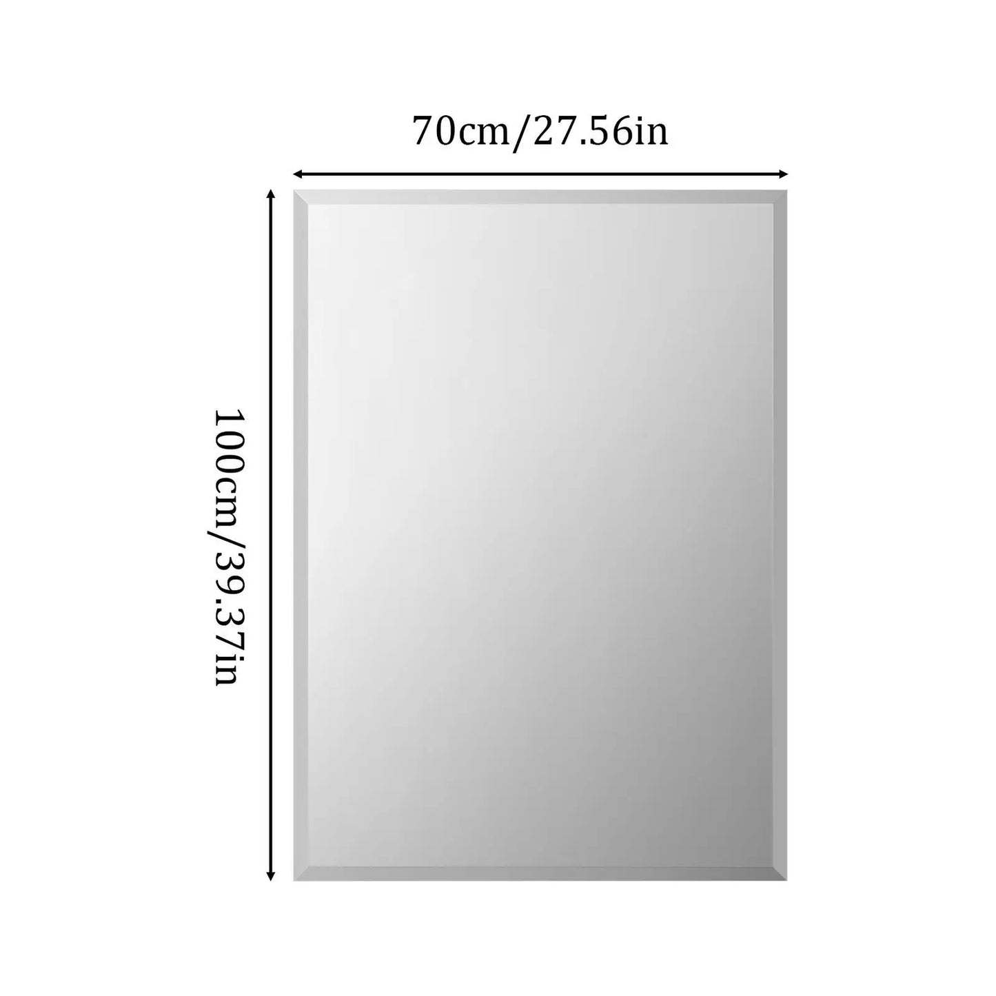 Rectangular Frameless Wall Mirror with Beveled Silver Edge – Modern Vanity & Entryway Decor Mirror for Bathroom, Bedroom, Living Room