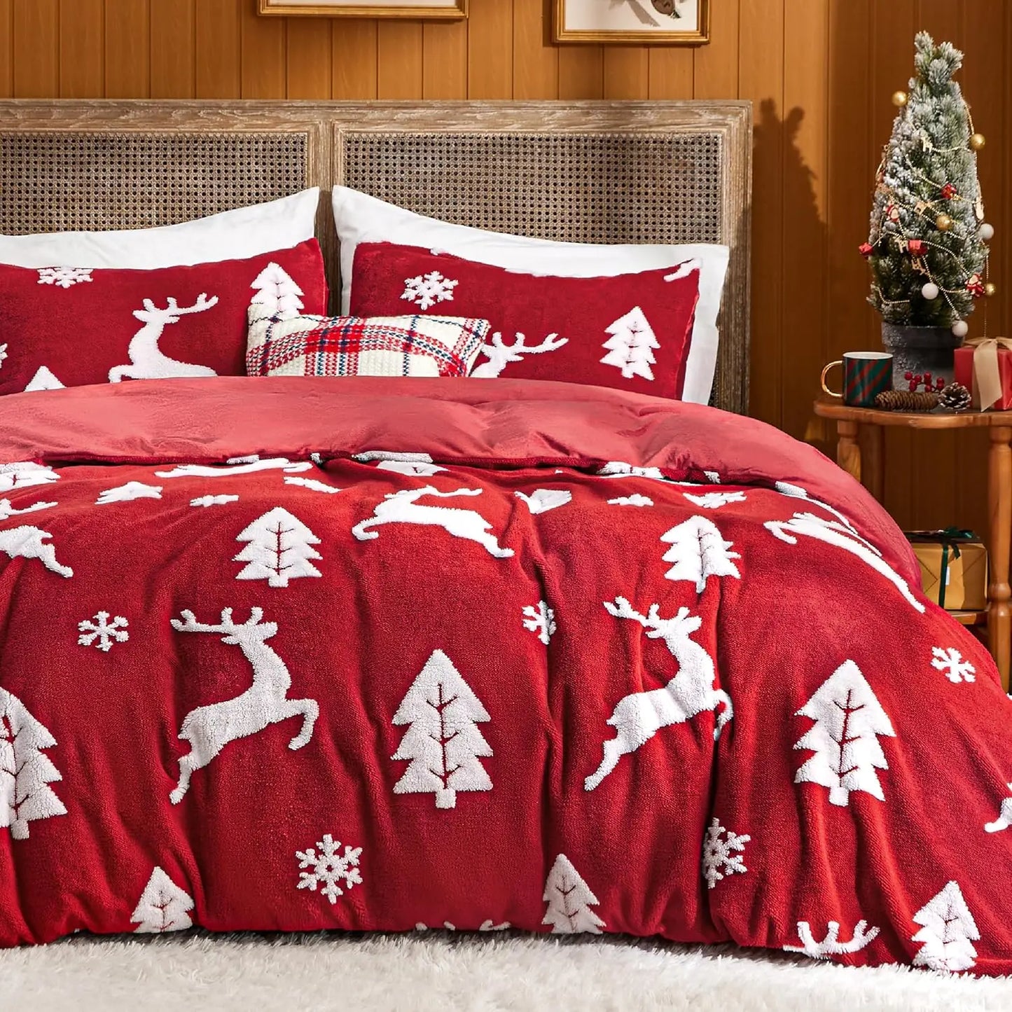 Fluffy Christmas Twin Duvet Cover Set – Ultra Soft Plush Winter Bedding