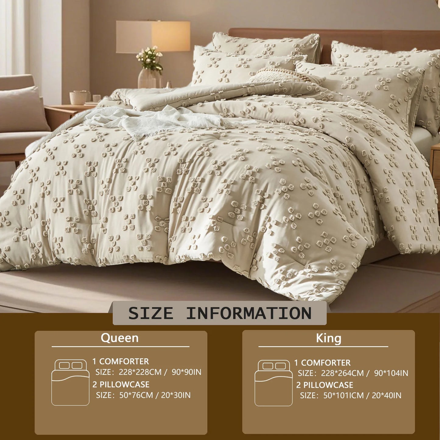 Tufted Comforter Set – 3-Piece Ultra-Soft Microfiber Bedding
