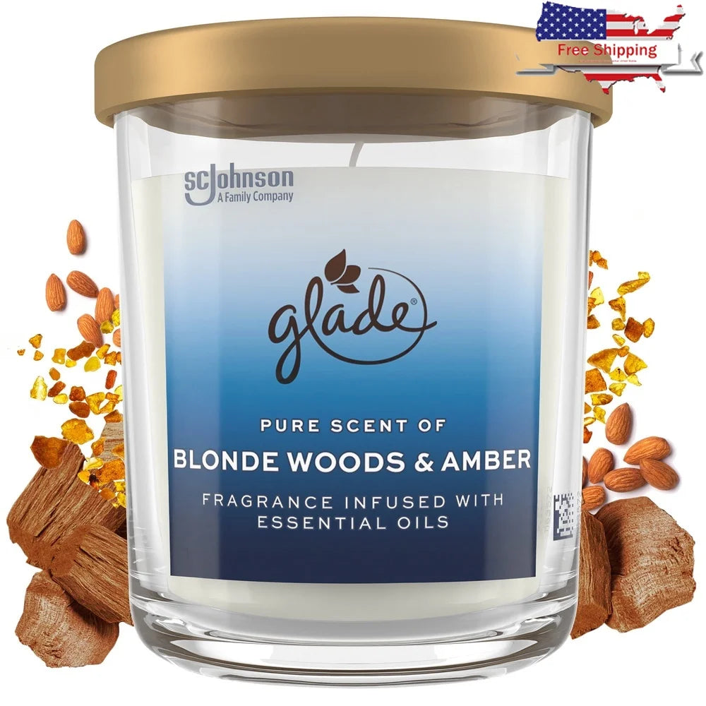 🕯️ Blonde Woods & Amber Candle – Long Burn Scented Jar Candle | Amber & Wood Fragrance, 85h Burn | Aromatherapy Home Décor Gift