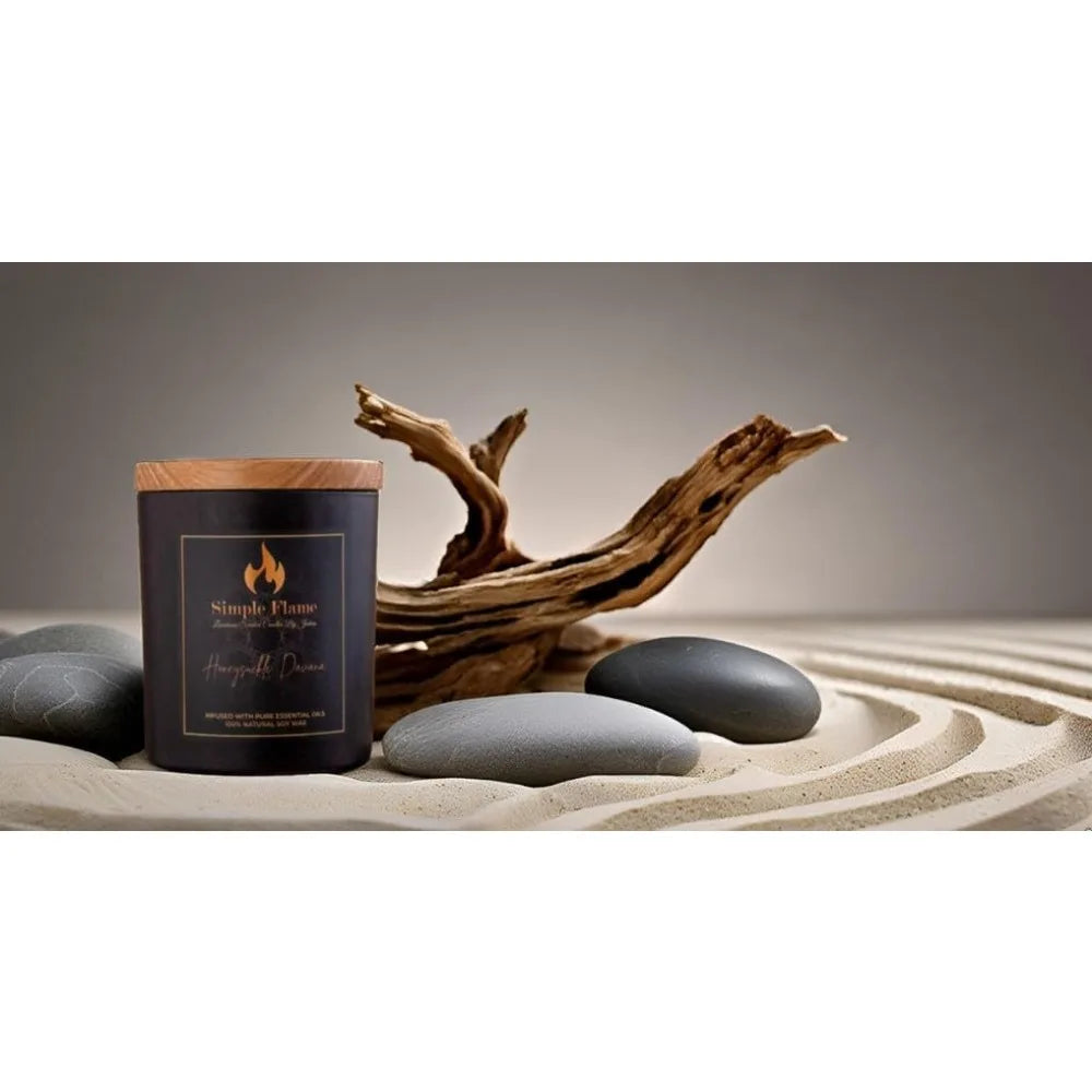 🕯️ Simple Flame Scented Candle – Honeysuckle Davana | 100% Soy Wax | Handcrafted Luxury Candle (350g