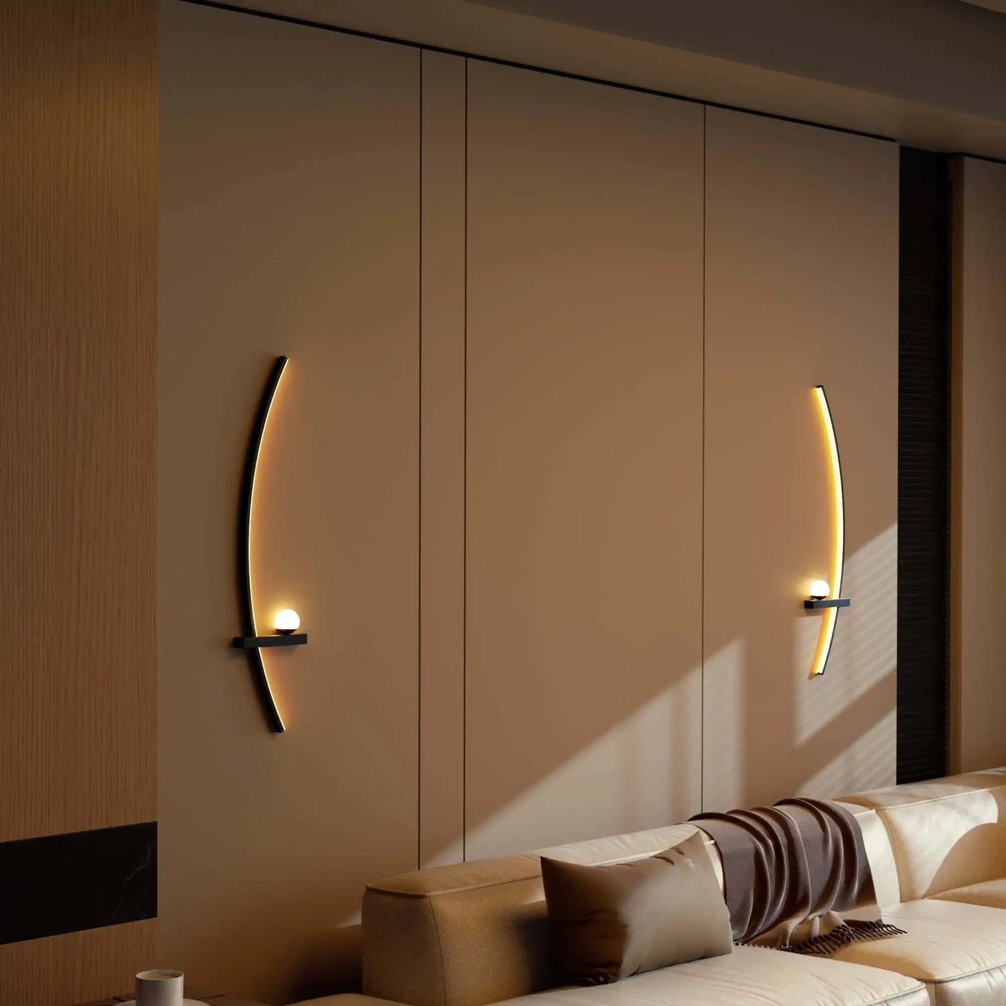 2-Pack Modern LED Wall Sconce – 31.5" Arched Bedside Lamp with Warm Glow, Dimmable