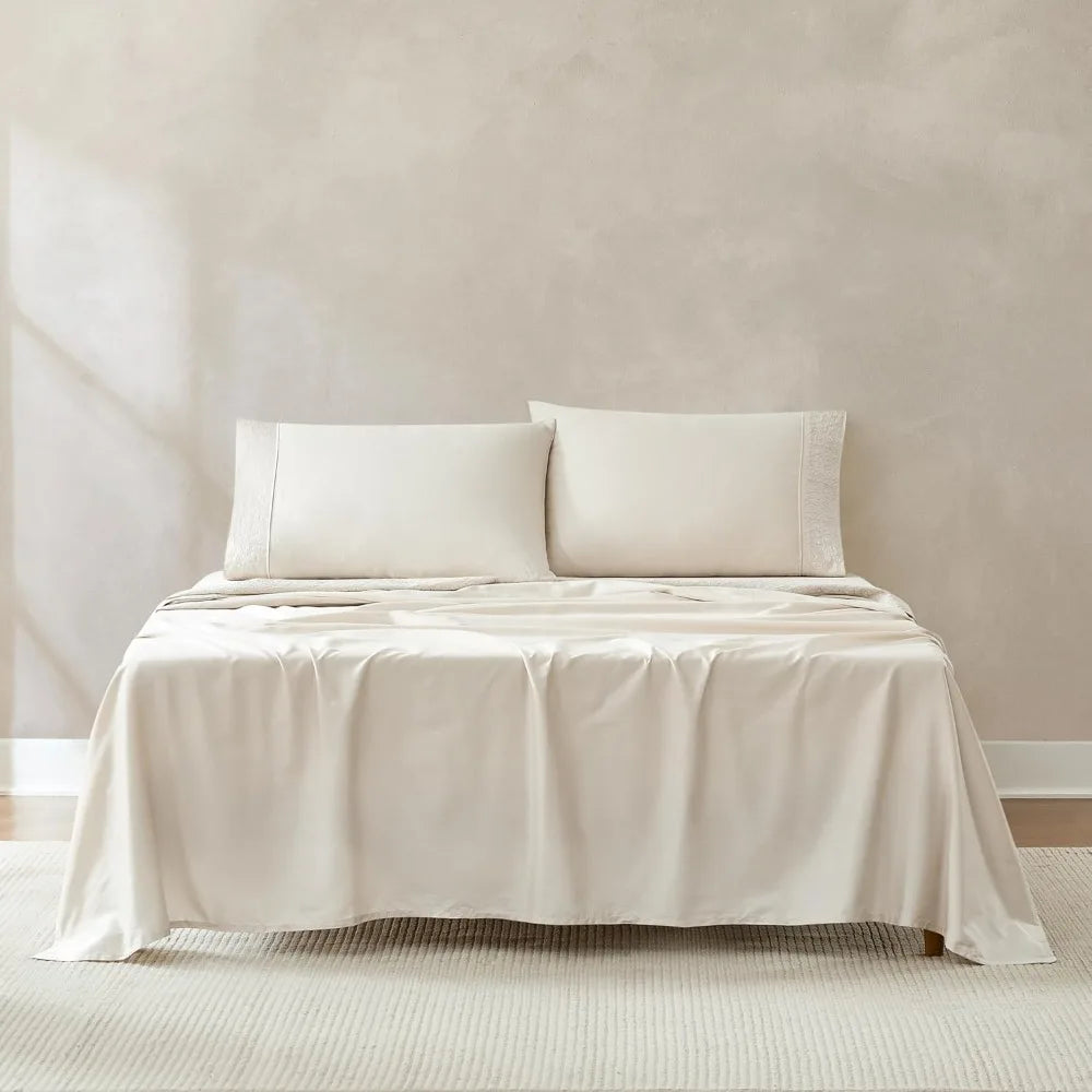 Chuks Collins x Home 4-Piece Queen Sheet Set – 100% Cotton, Cream