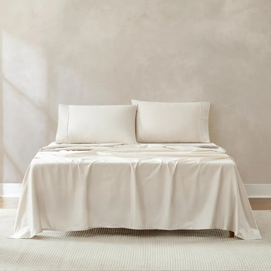 Chuks Collins x Home 4-Piece Queen Sheet Set – 100% Cotton, Cream