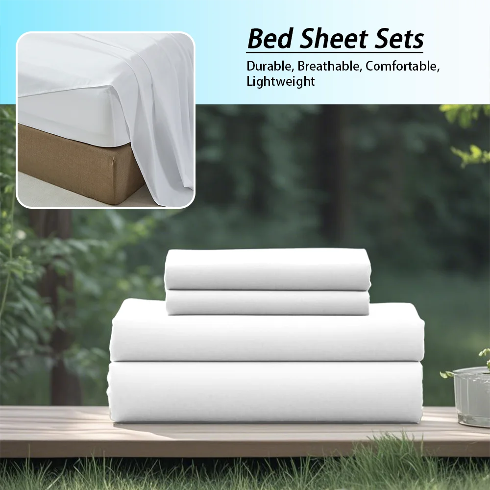 Soft Solid Color Bedding Set 3/4Pcs – All-Season Comfort with Fitted Sheet, Flat Sheet & Pillowcases