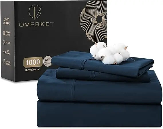 Luxury 100% Egyptian Cotton Queen Sheet Set – 4-Piece Deep Pocket Bed Sheets
