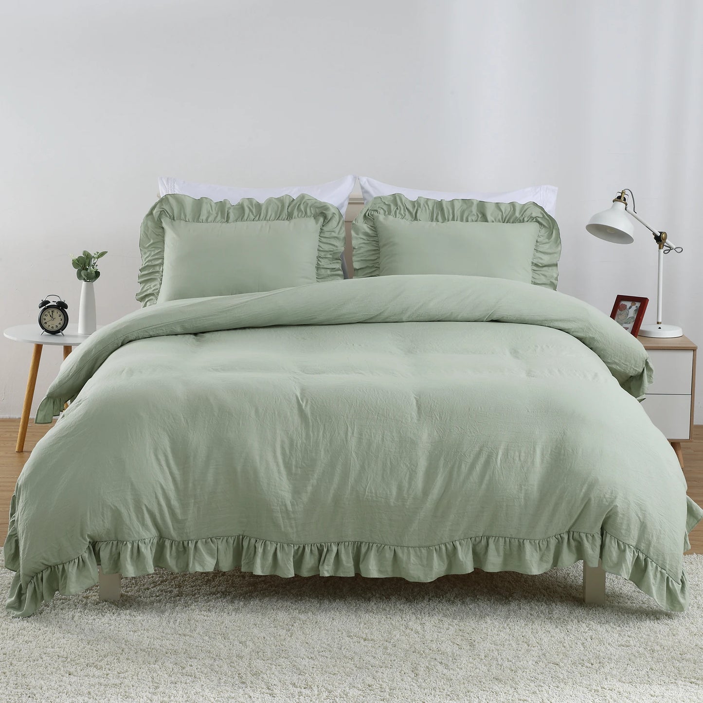 Lotus Edge Duvet Cover Set – Soft Washed Polyester, 3-Piece Bedding 🌿🛏️