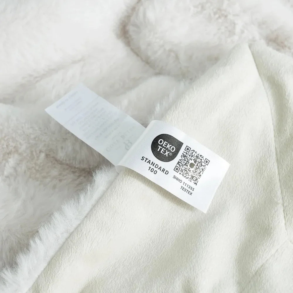 Beige Faux Fur Throw Blanket – Plush, Warm, and Stylish, 90x90 Inches