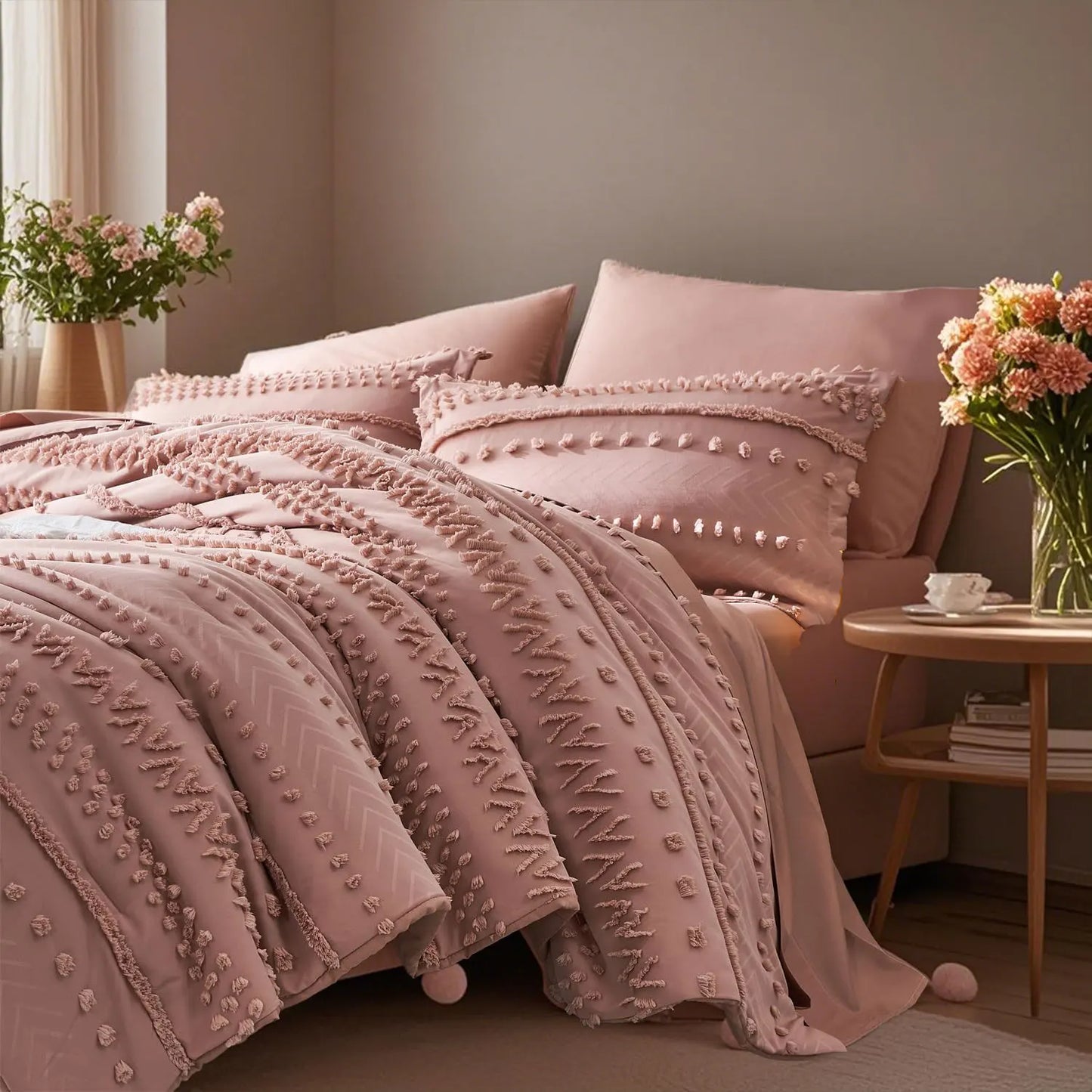 7-Piece Tufted Comforter Set – Soft & Cozy Queen Bedding 🛏️✨