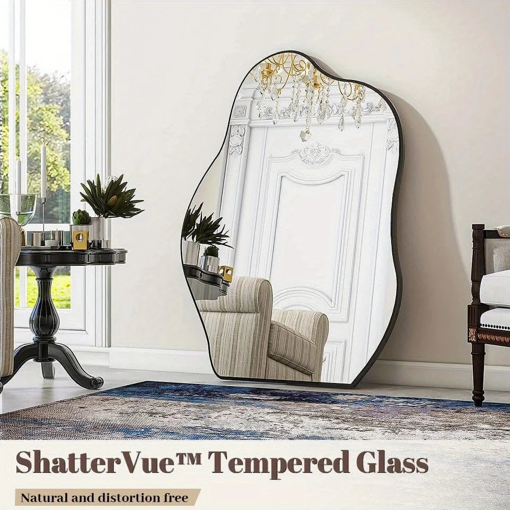 32" x 24.5" Irregular Frameless Wall Mirror – Artistic Wall-Mounted