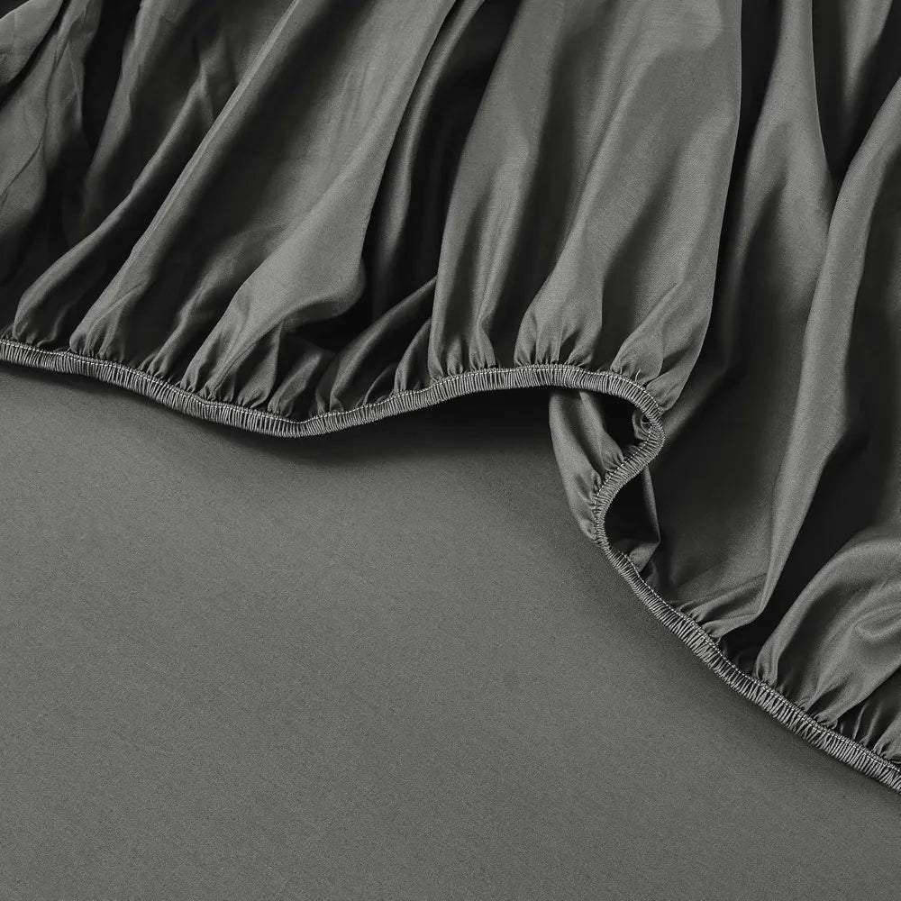 400 Thread Count Cotton Queen Sheet Set – Soft, Cooling & Dark Grey 🛏️🌙