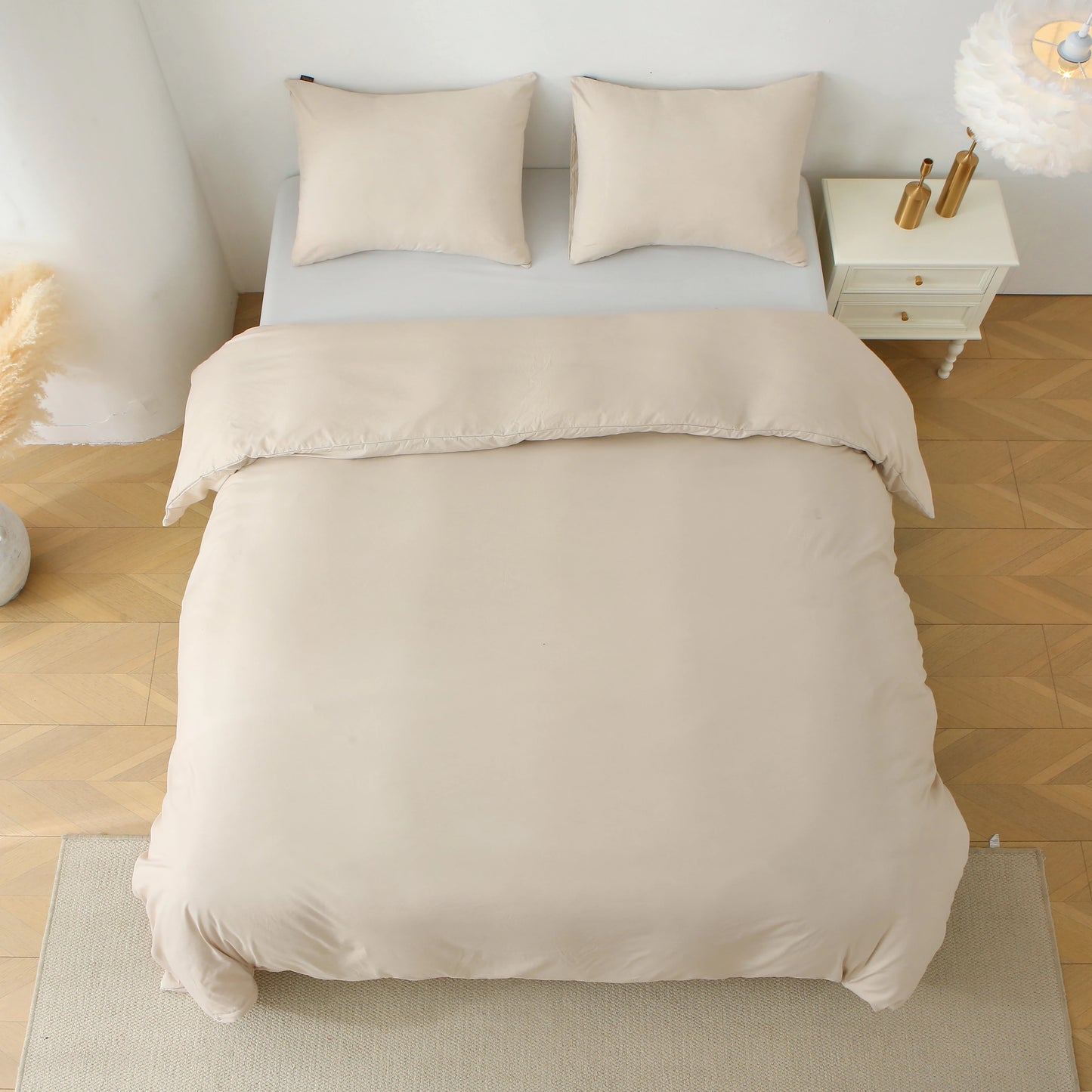 3-Piece Solid Color King Duvet Cover Set