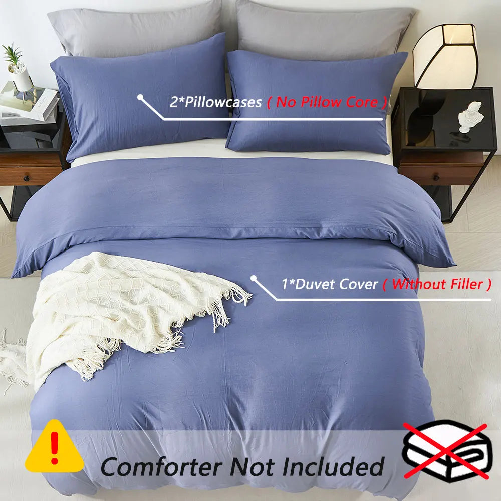 Boho Duvet Cover – Solid Color All-Season Bedding Set