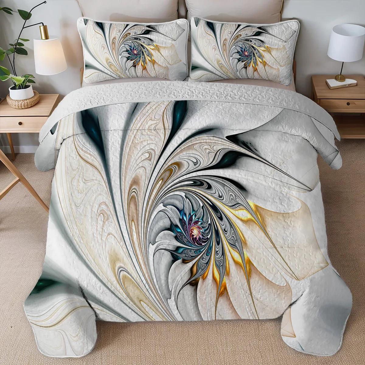 🐆 Luxury Animal Print Microfiber Quilt Set | Soft Lightweight Bedspread with Pillowcases | All-Season Bedding Comforter