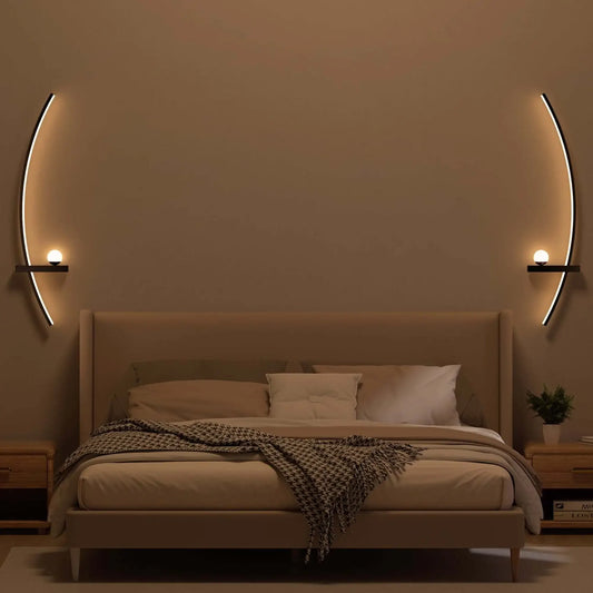 2-Pack Modern LED Wall Sconce – 31.5" Arched Bedside Lamp with Warm Glow, Dimmable