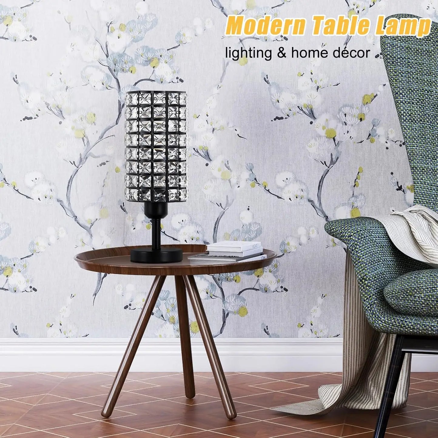 Set of 2 Black Crystal Table Lamps – Modern Bedside & Desk Lamps for Living Room