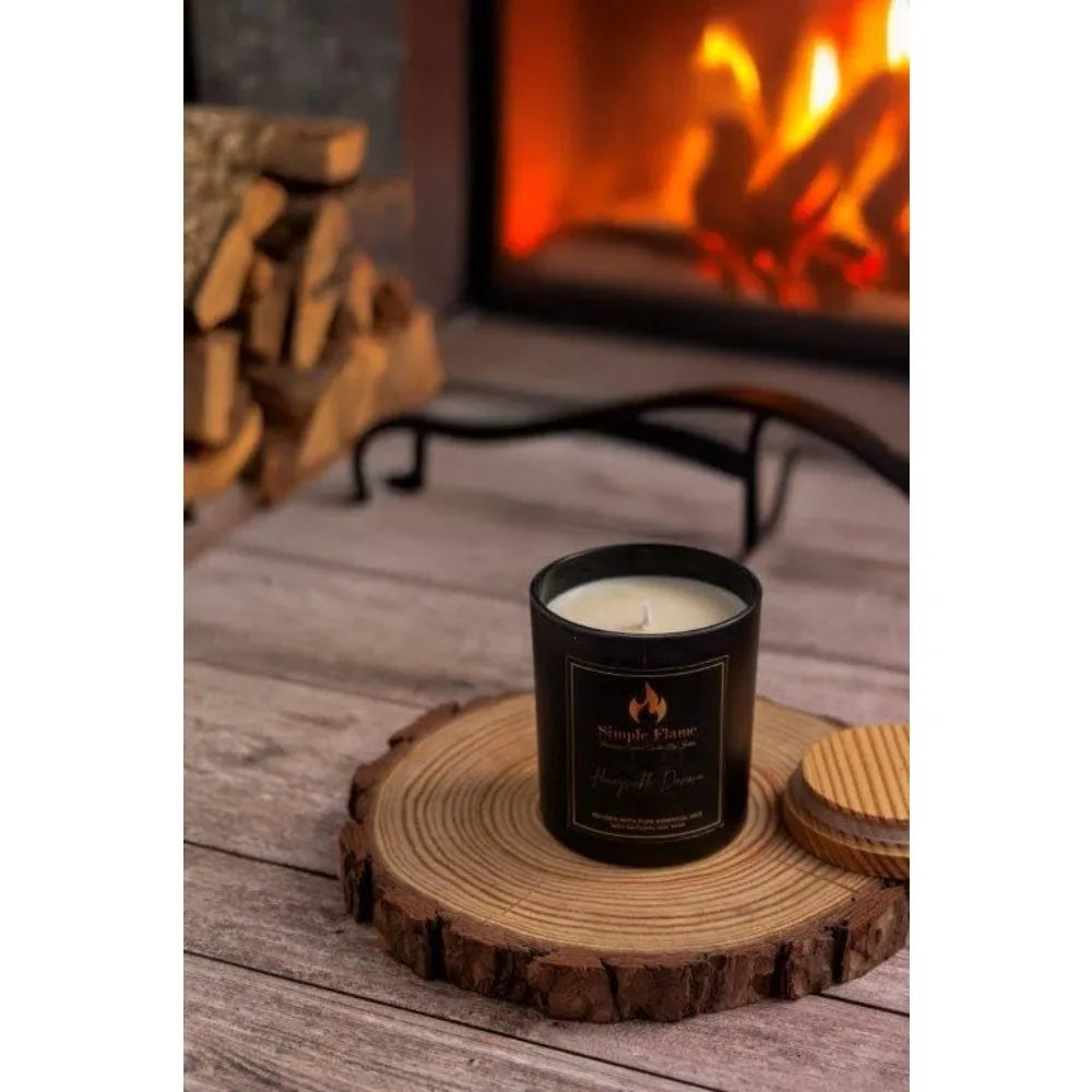 🕯️ Simple Flame Scented Candle – Honeysuckle Davana | 100% Soy Wax | Handcrafted Luxury Candle (350g