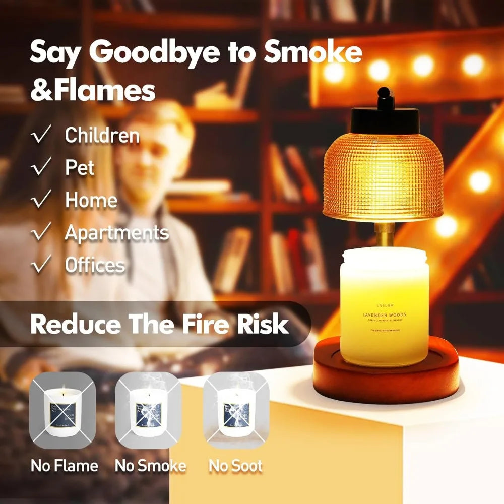 Candle Warmer Lamp with Timer – Adjustable, Dimmable Wood Base Lamp