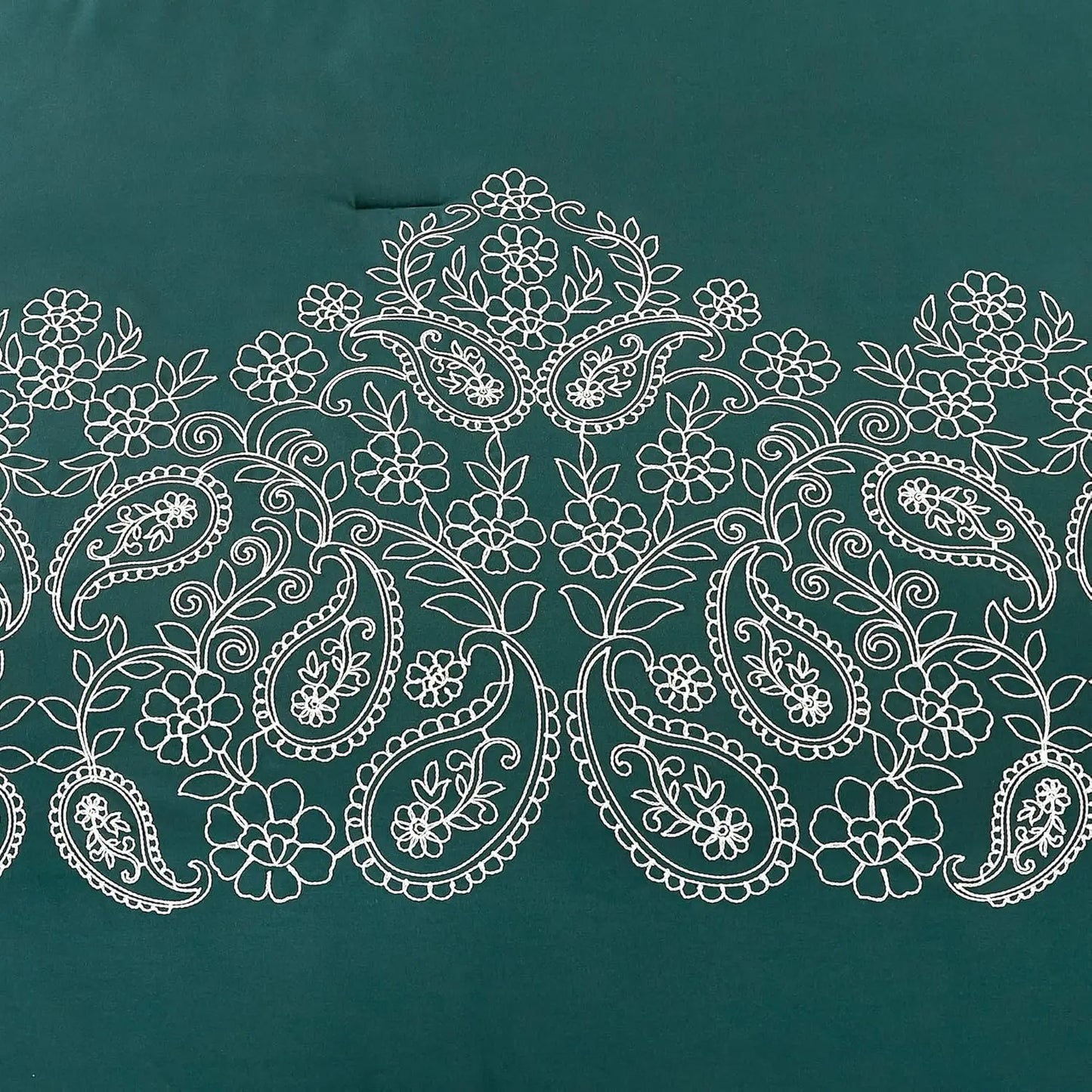 Teal Paisley 7-Piece Embroidered Comforter Set – Queen Bedding Collection