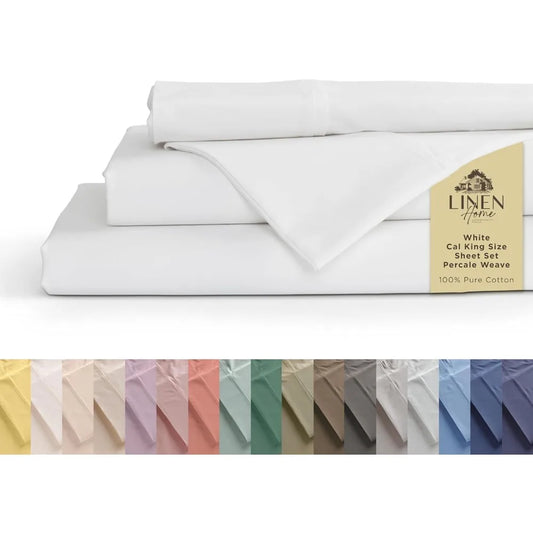 California King 100% Cotton Percale Sheet Set – Crisp, Breathable, and Hotel-Quality Comfort