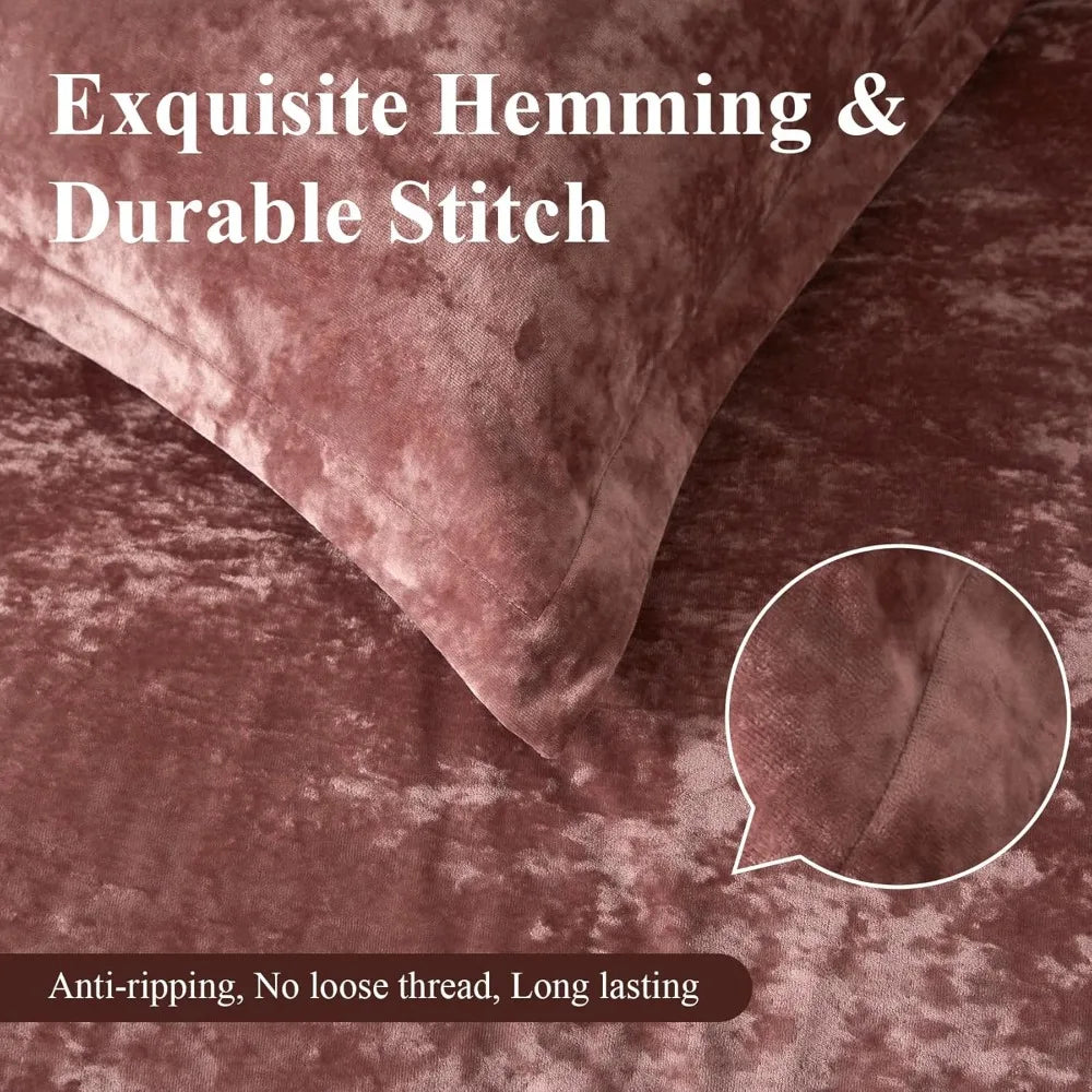 Ultra Soft Pink Flannel Queen Comforter Set – 5 Piece Velvet Bedding Set with Pillow Shams & Euro Shams