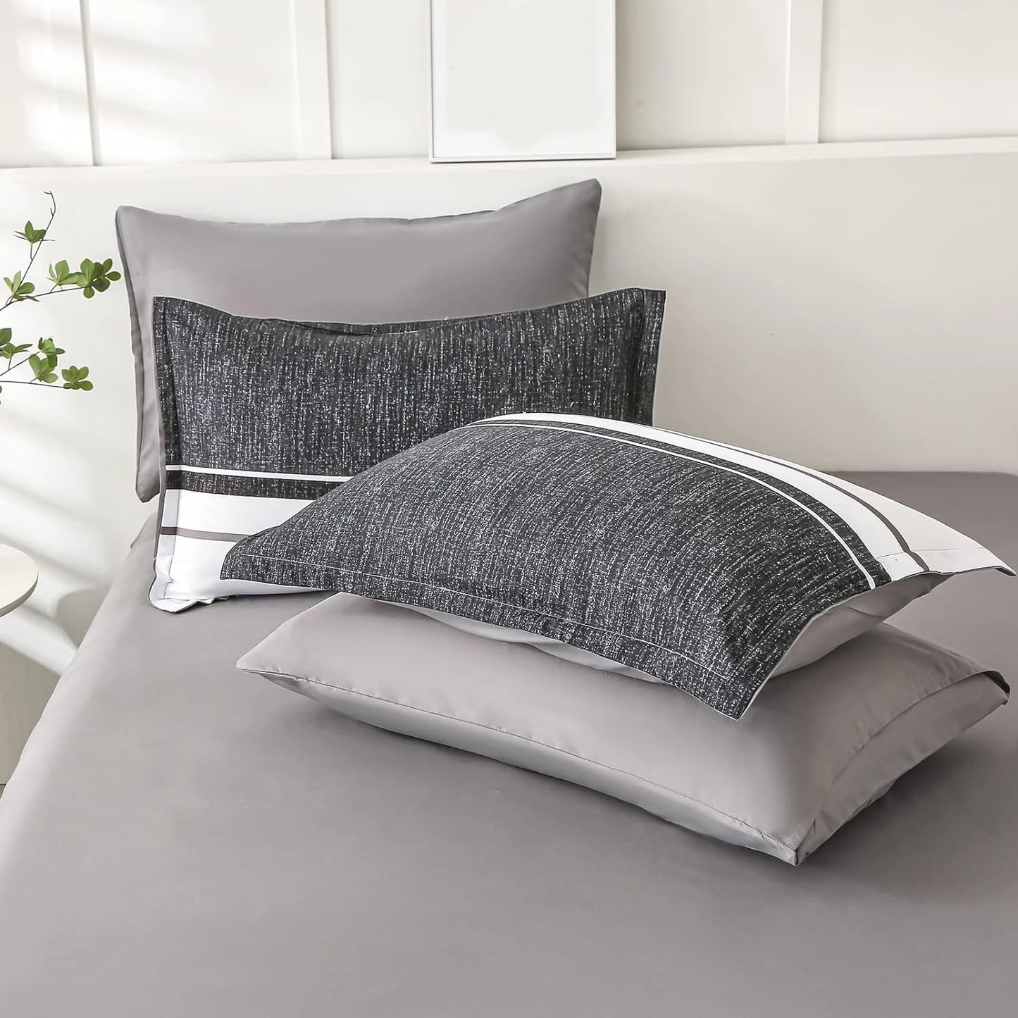 7-Piece Striped Bedding Set – Comforter, Sheets, Pillowcases & Shams